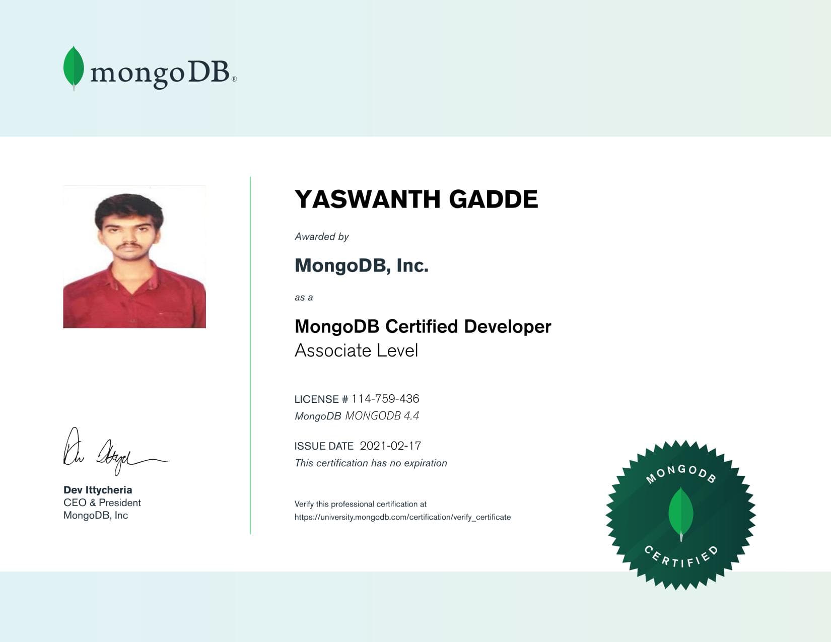 Certificate for 114759436