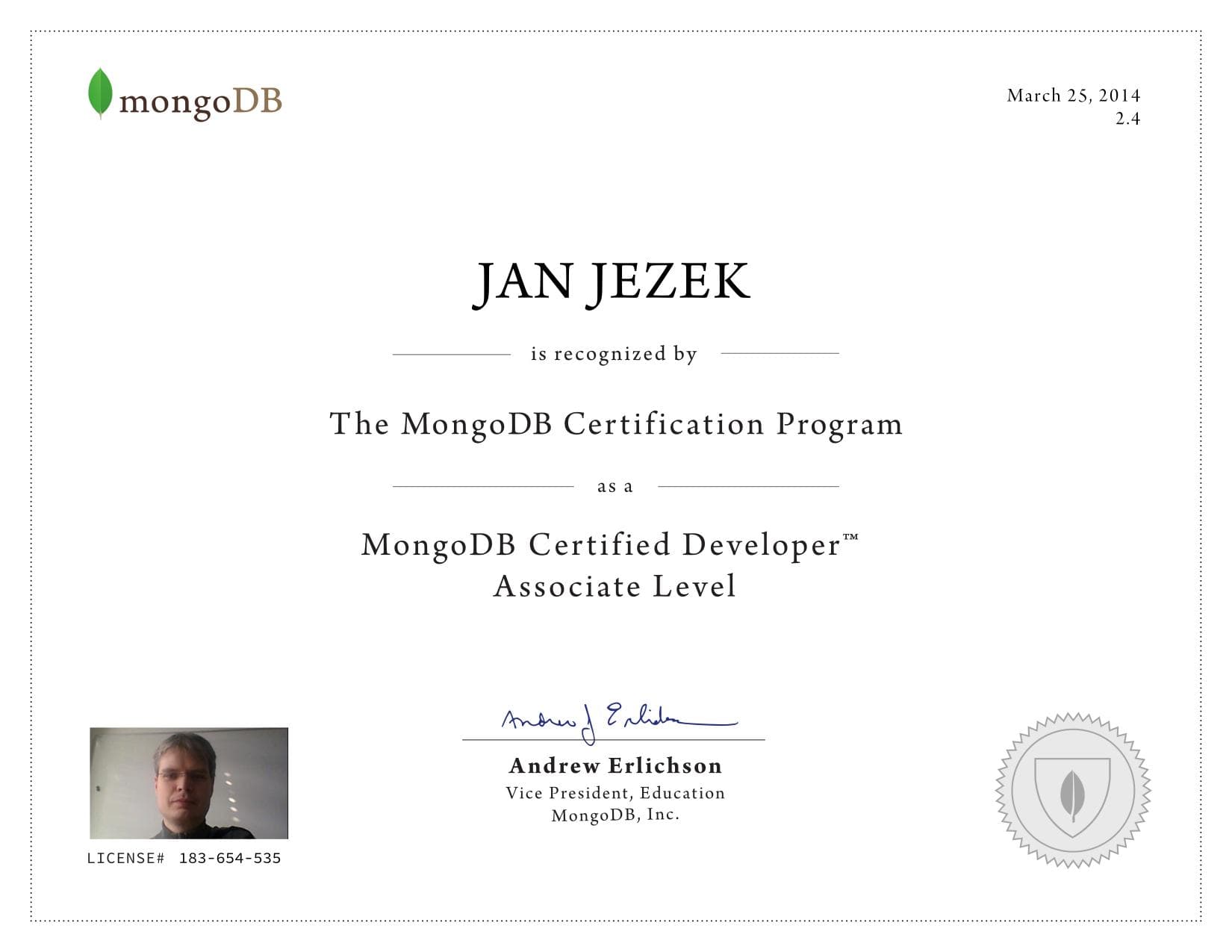 Certificate for 183654535