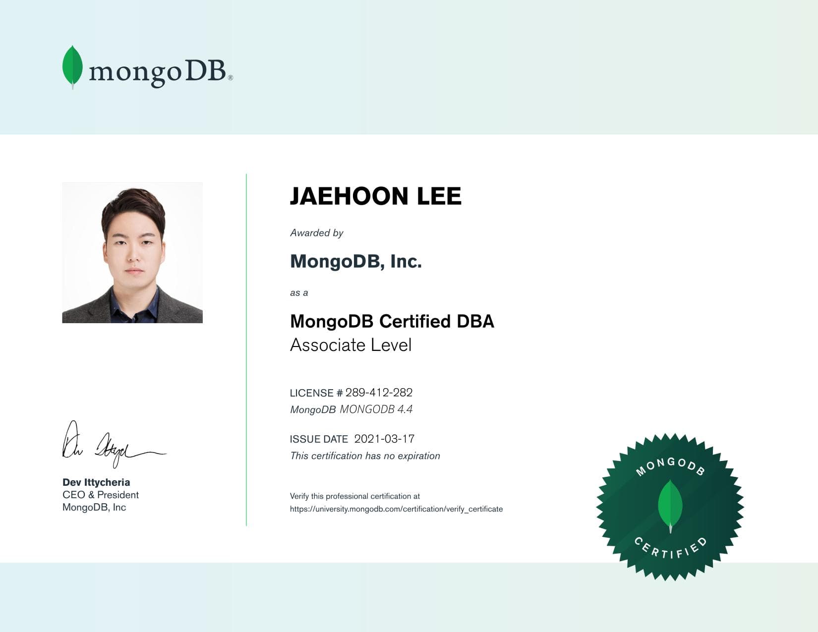 Certificate for 289412282