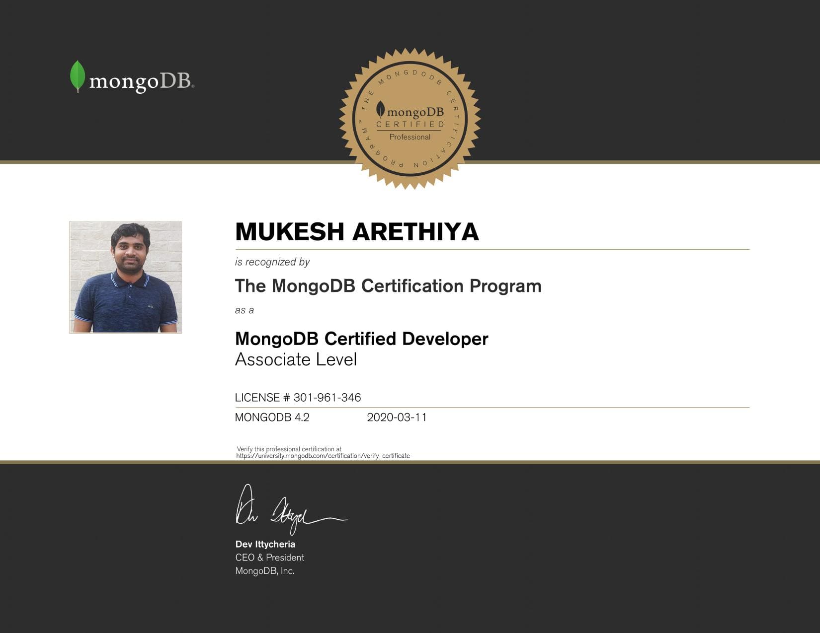 Certificate for 301961346