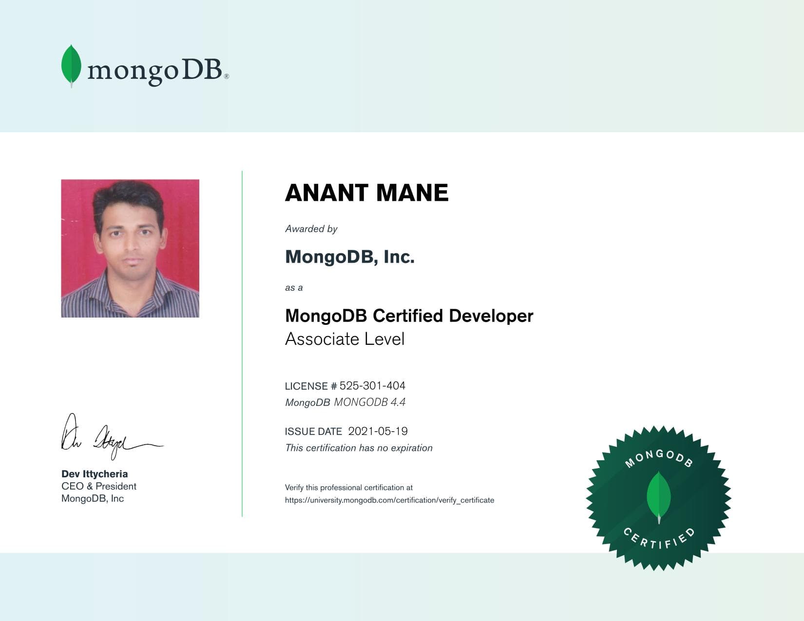 Certificate for 525301404