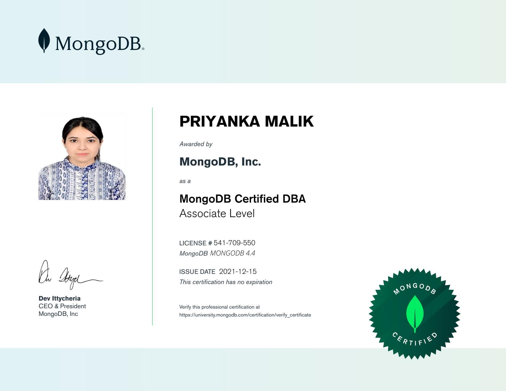 Certificate for 541709550