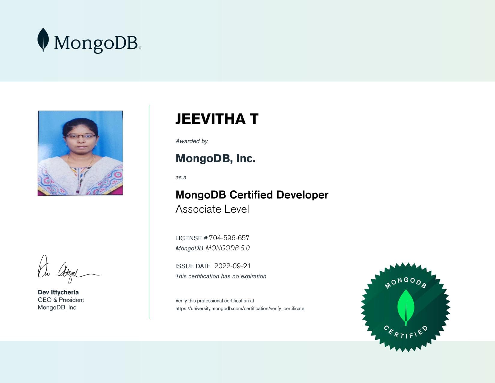 Certificate for 704596657