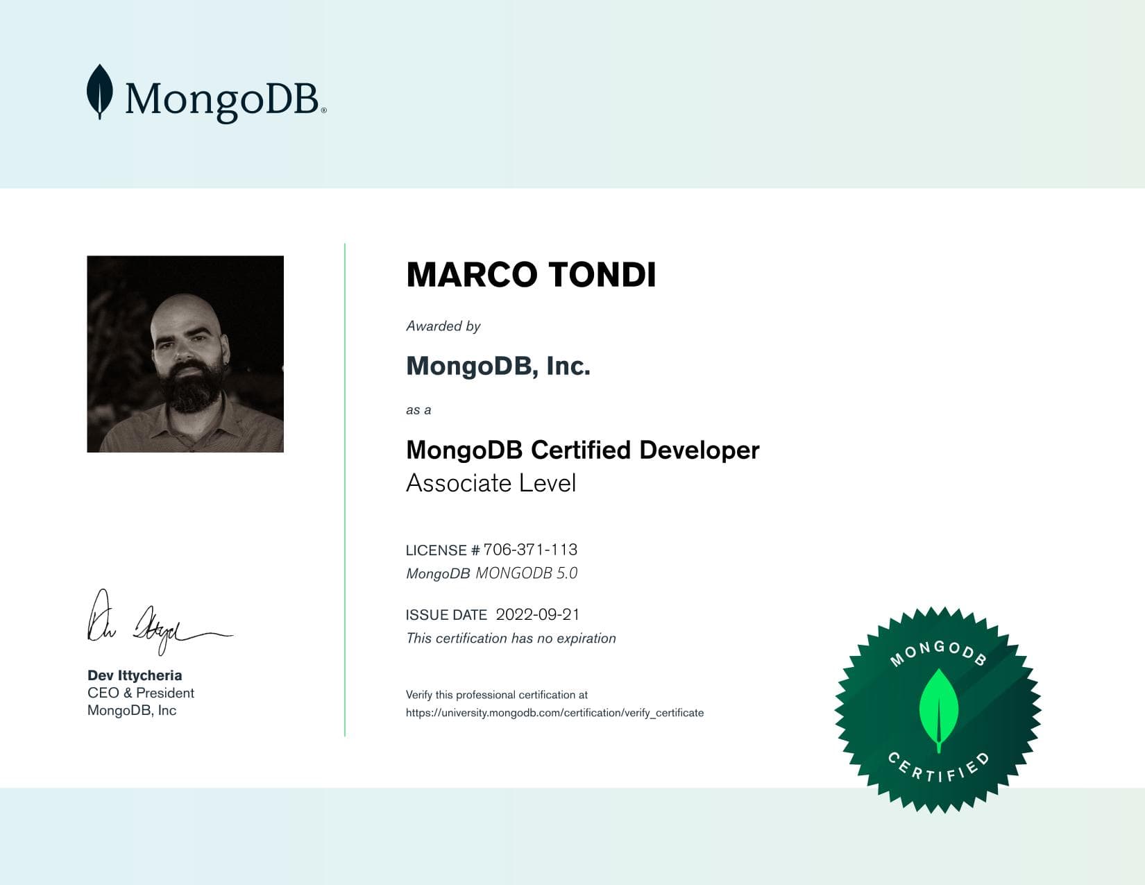 Certificate for 706371113