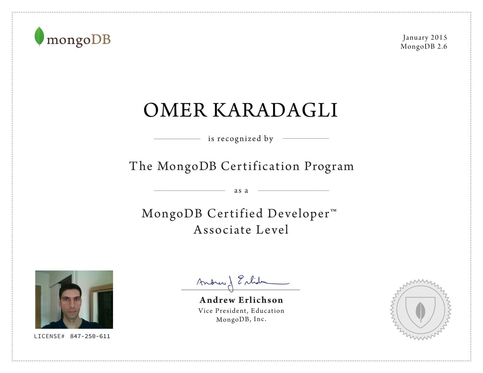 Certificate for 847250611