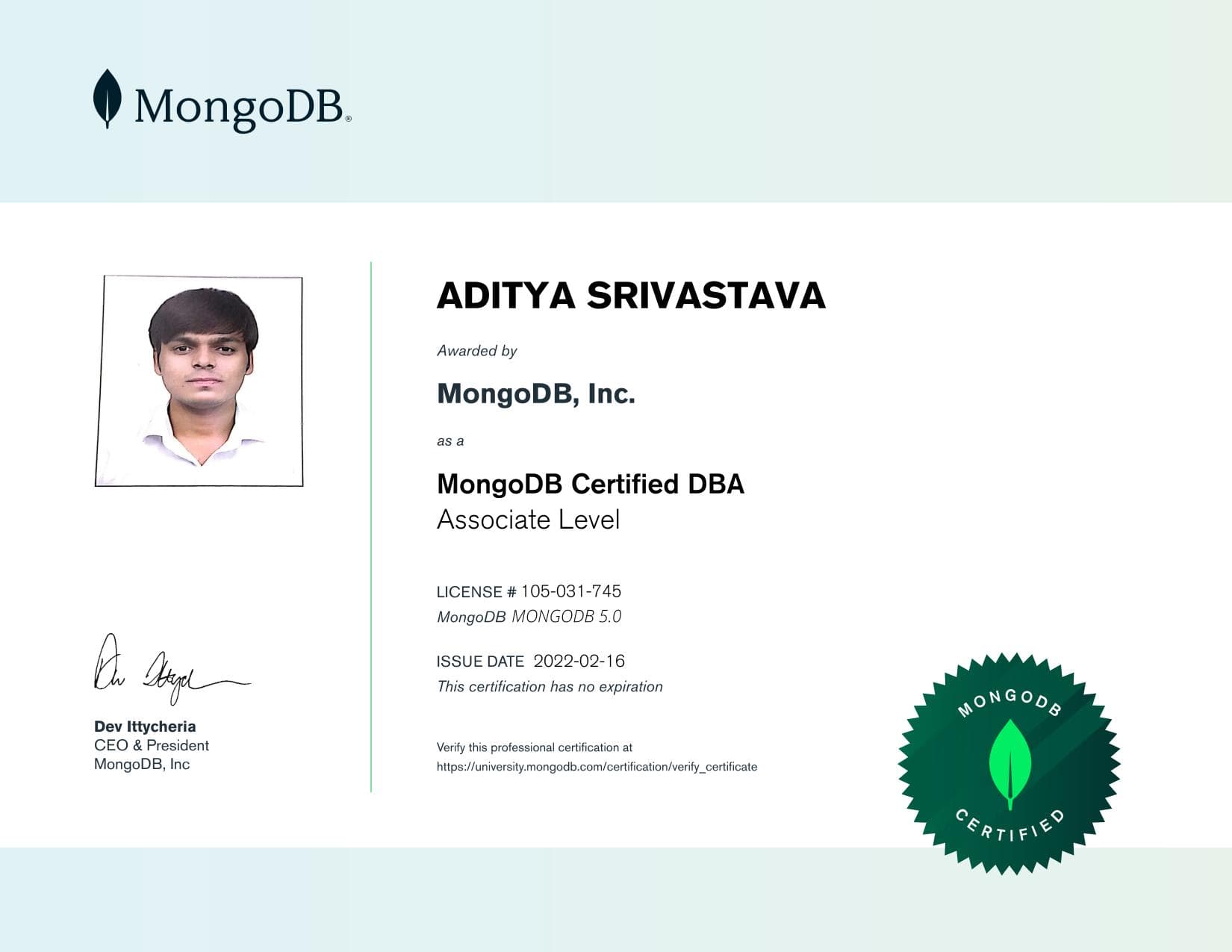 Certificate for 105031745