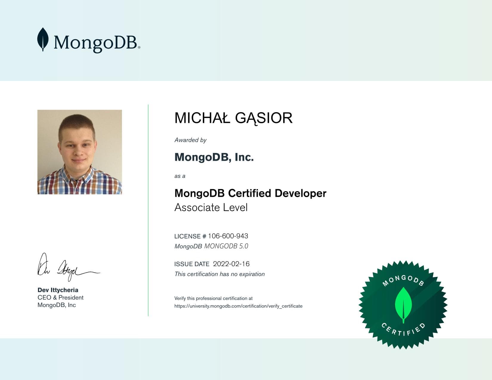 Certificate for 106600943