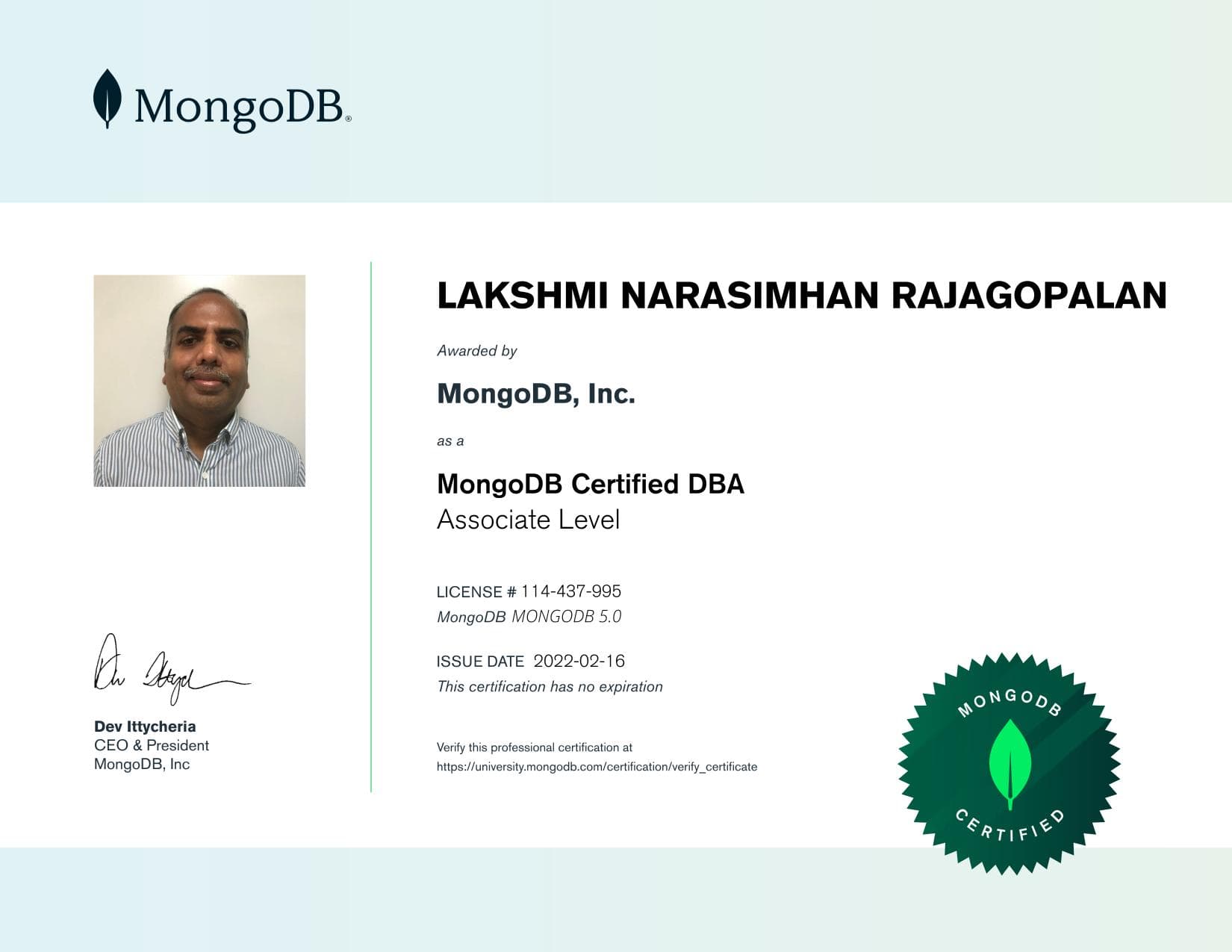 Certificate for 114437995