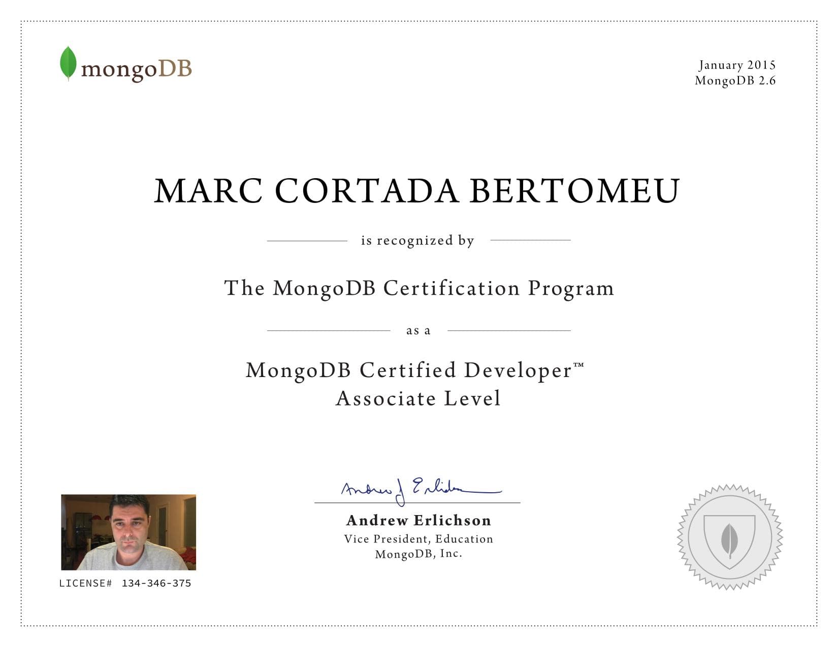 Certificate for 134346375
