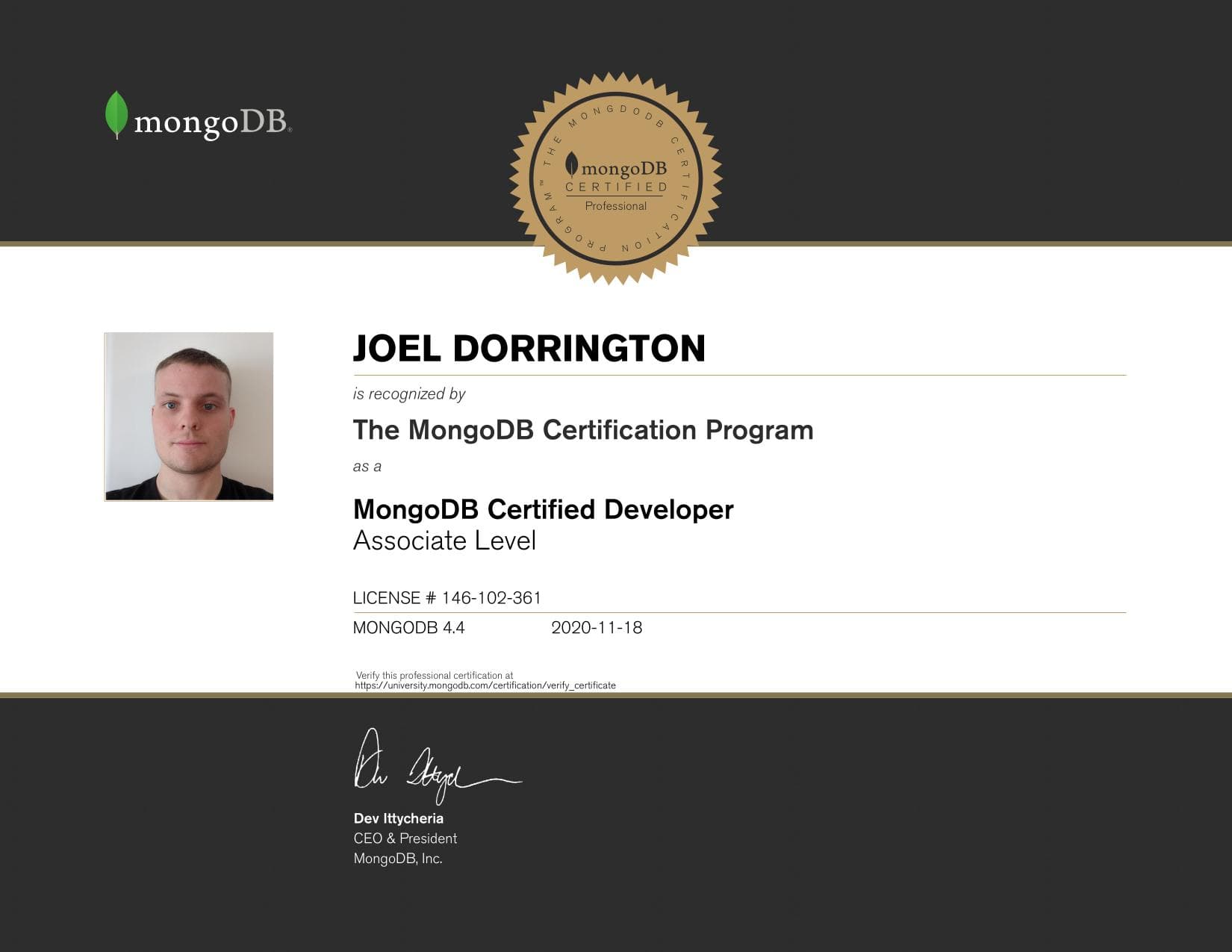Certificate for 146102361