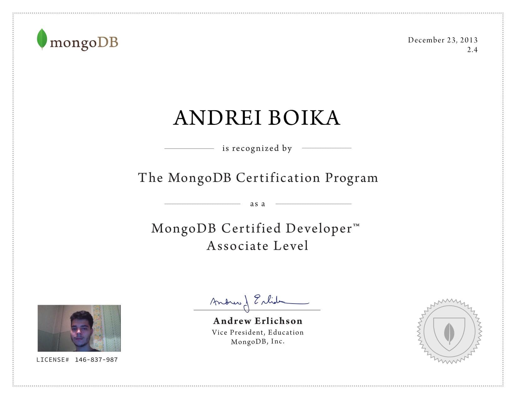 Certificate for 146837987
