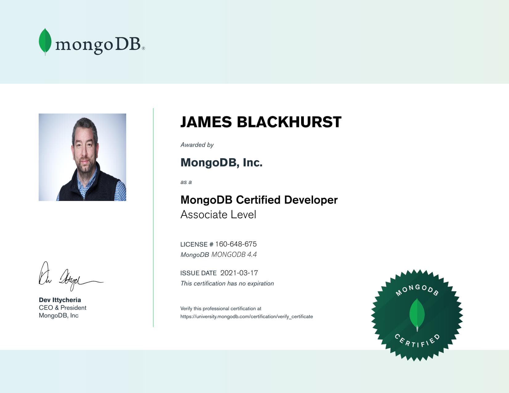 Certificate for 160648675