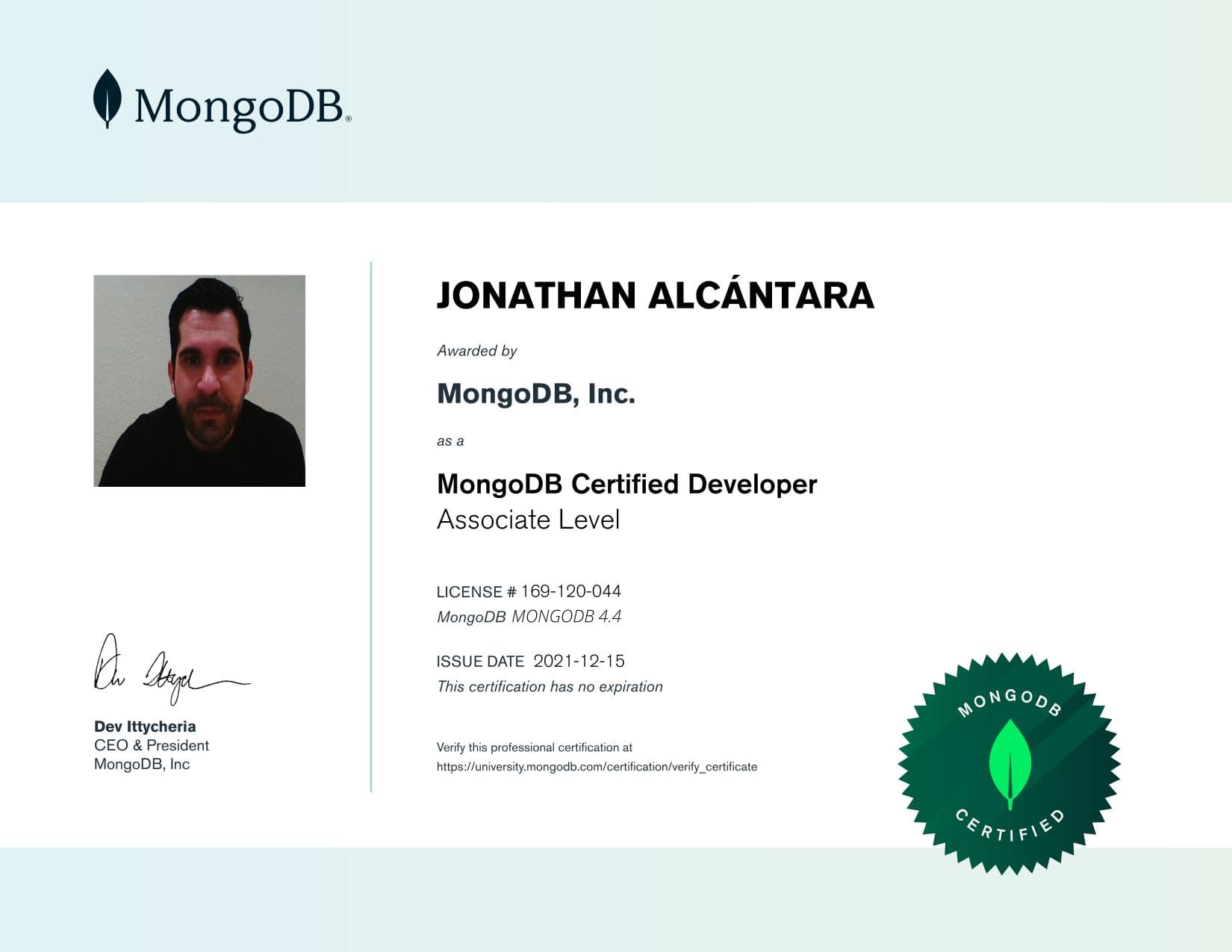 Certificate for 169120044