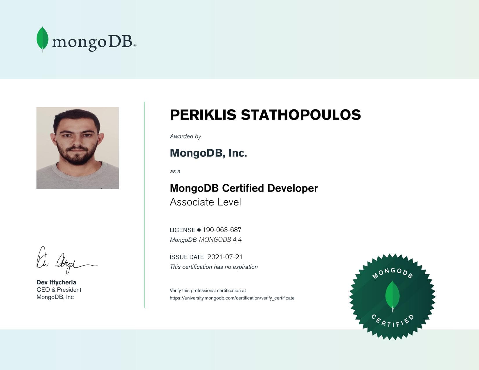 Certificate for 190063687