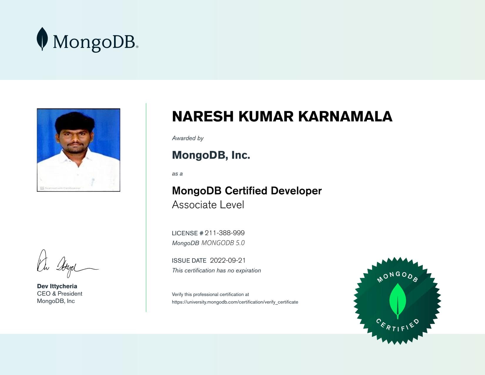 Certificate for 211388999