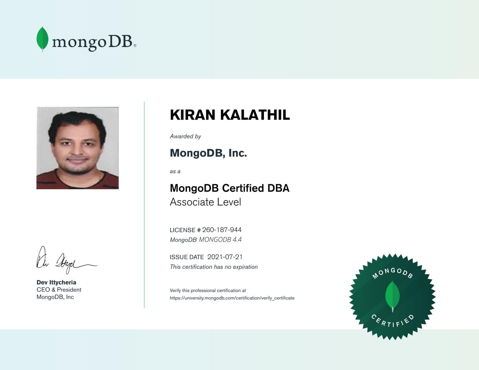 Certificate for 260187944