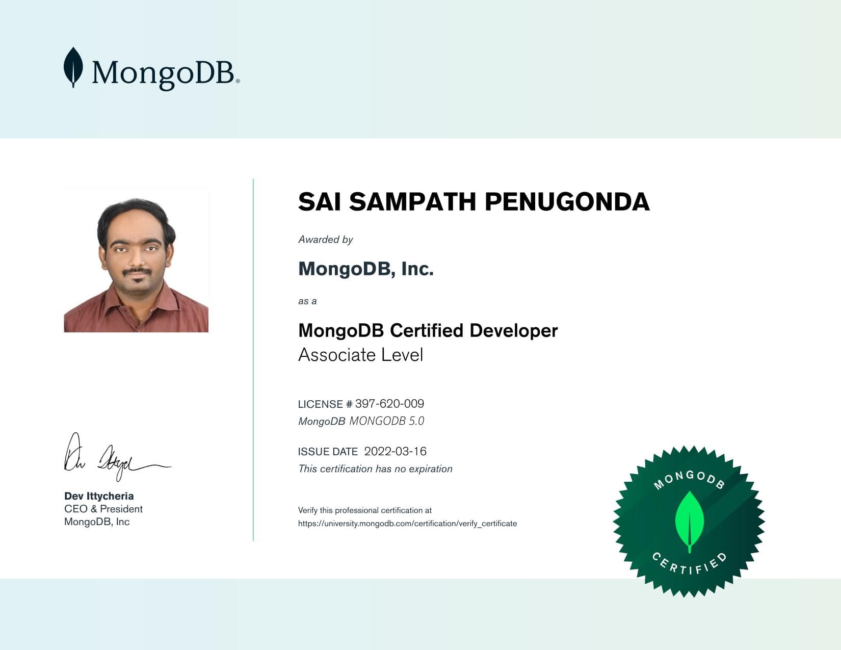 Certificate for 397620009