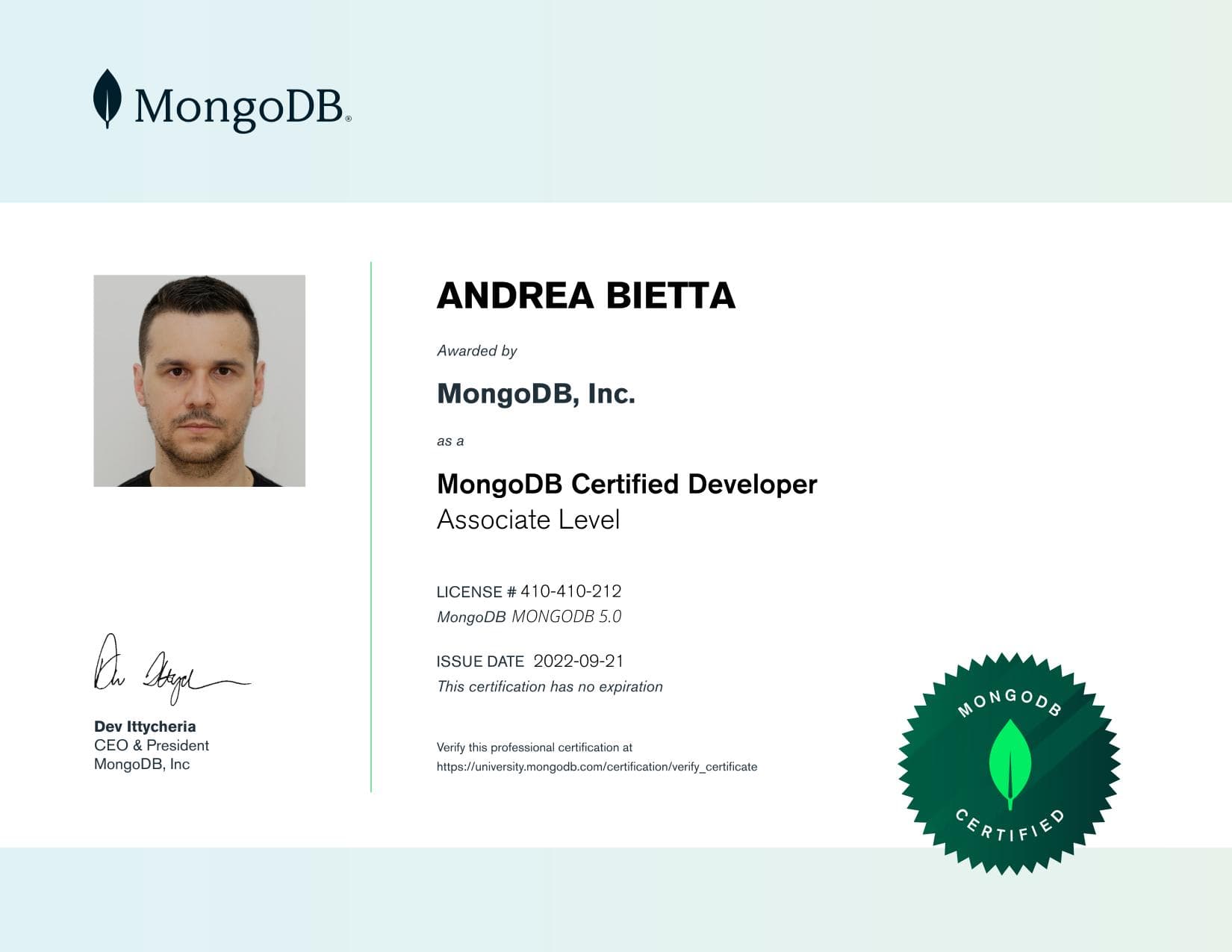Certificate for 410410212