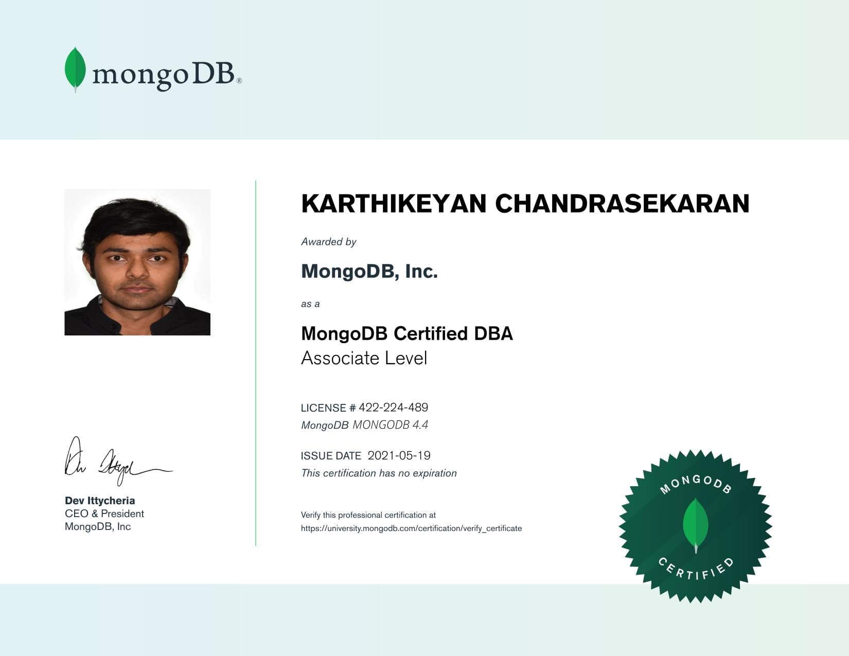 Certificate for 422224489