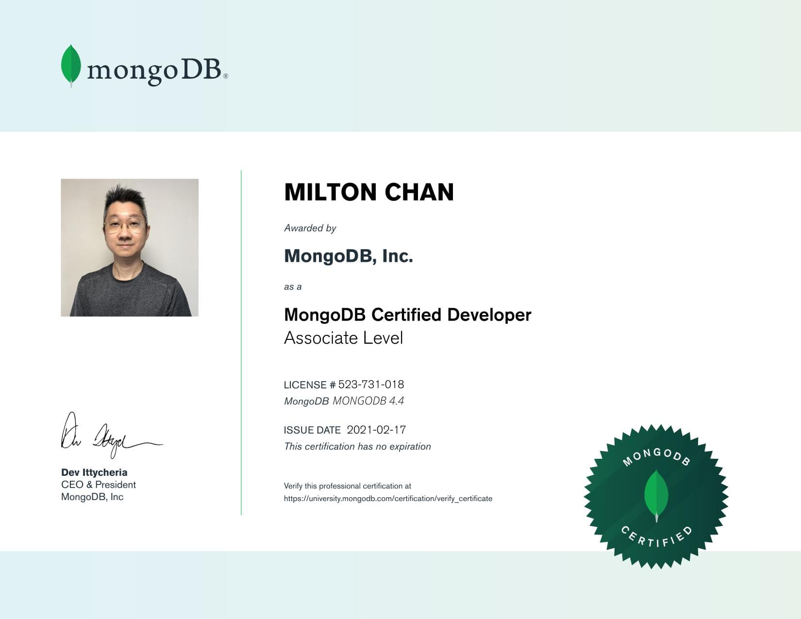Certificate for 523731018