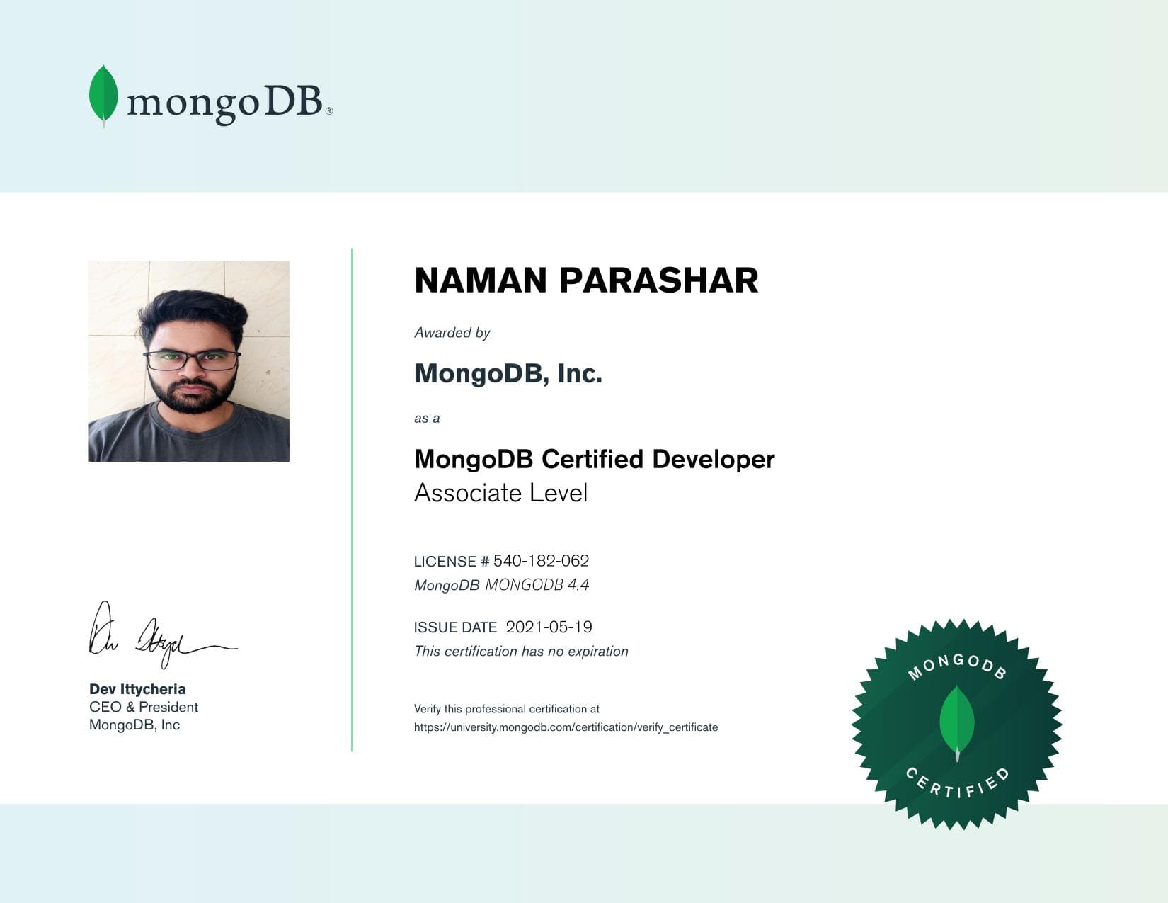 Certificate for 540182062