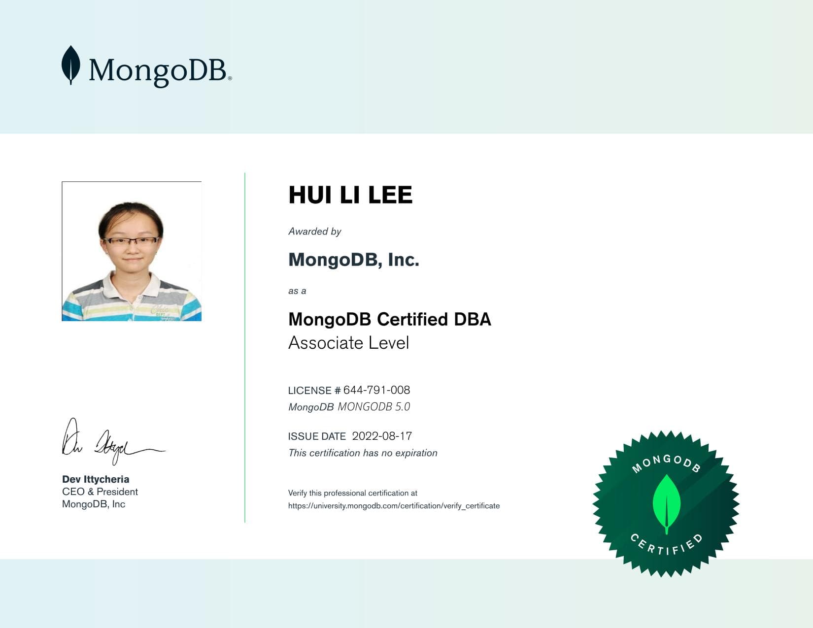 Certificate for 644791008