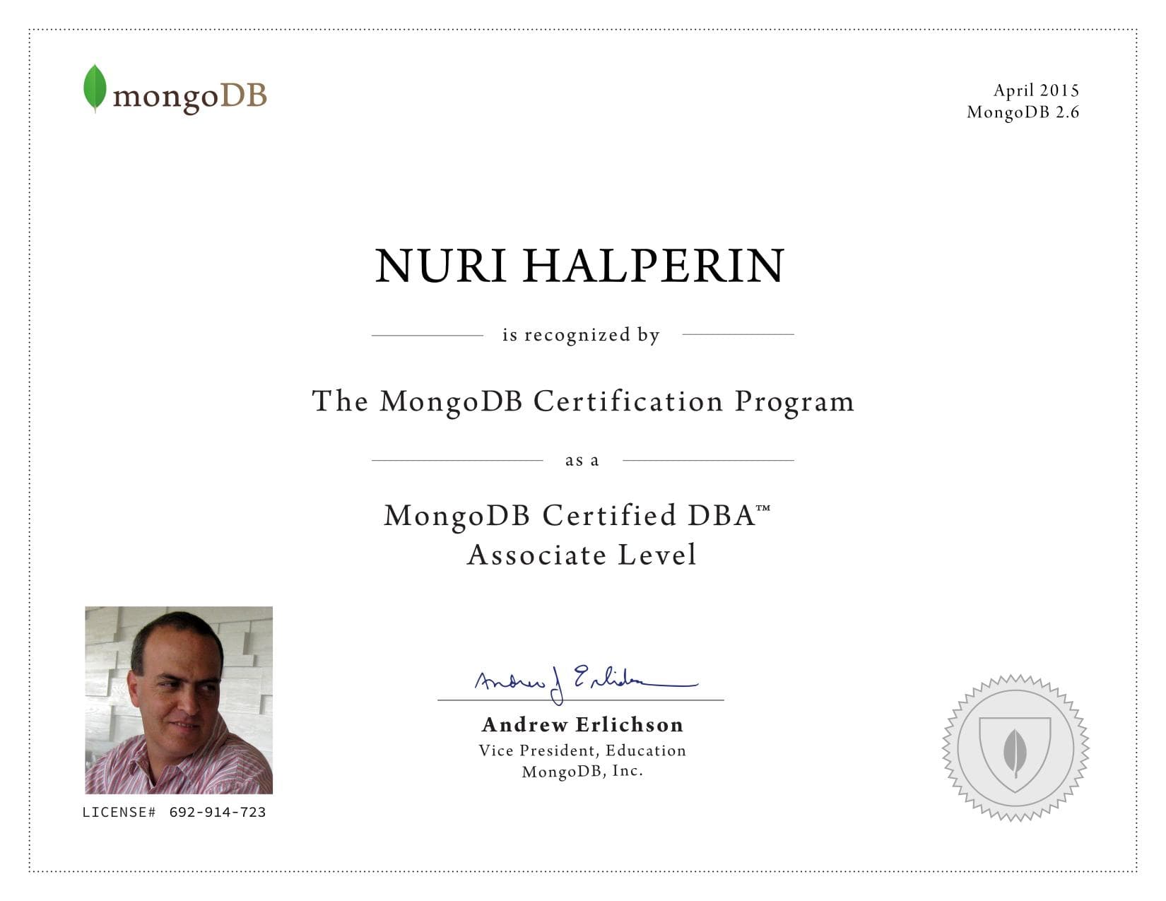Certificate for 692914723