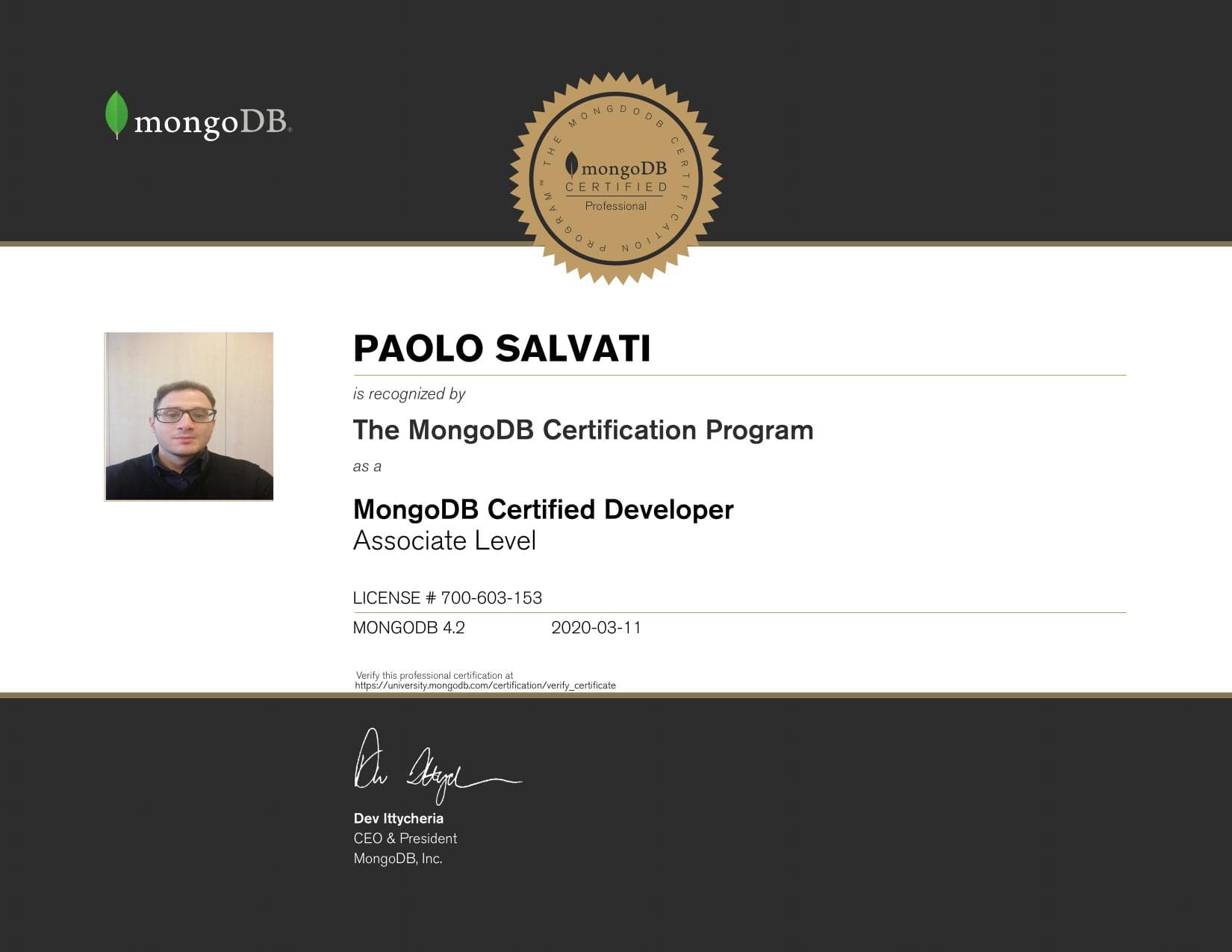 Certificate for 700603153