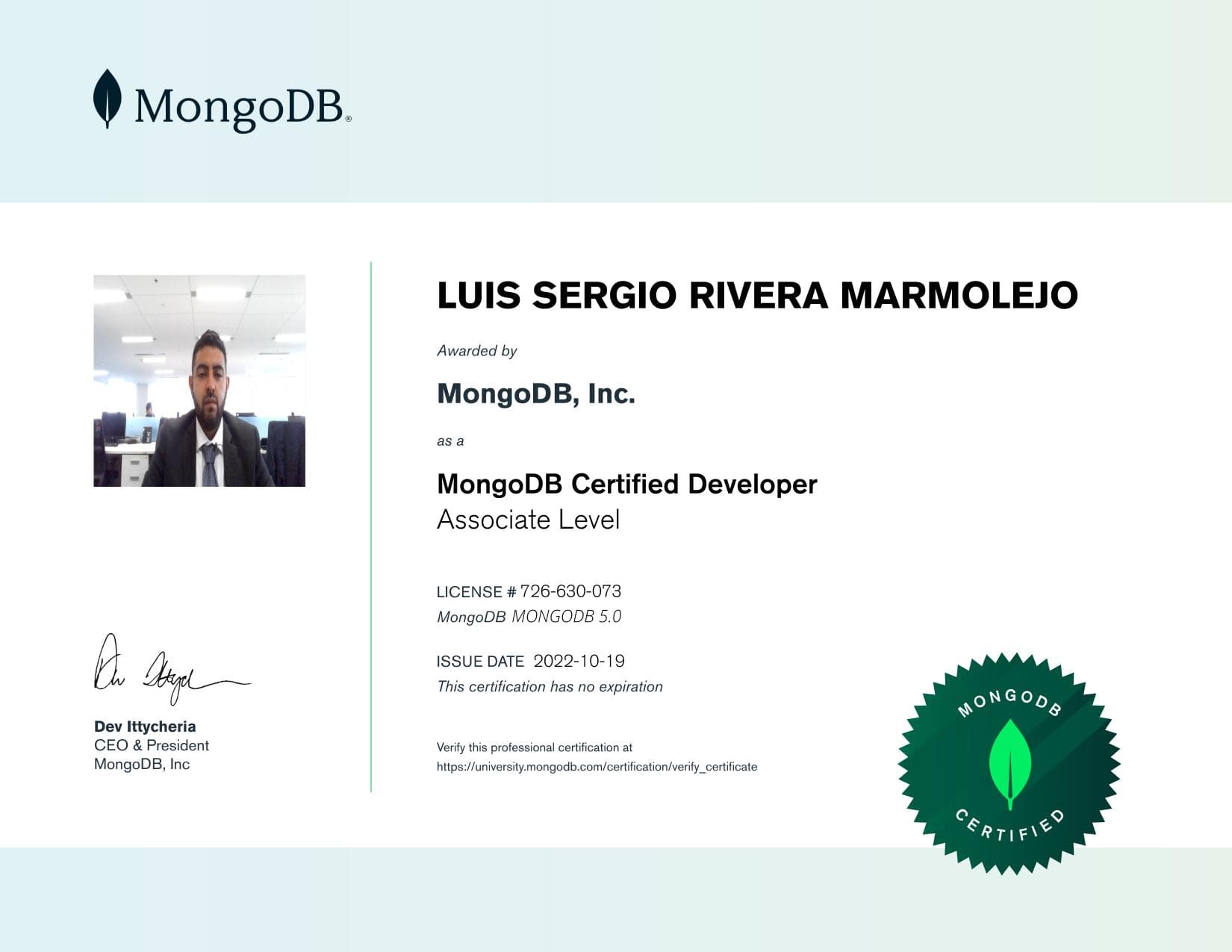 Certificate for 726630073