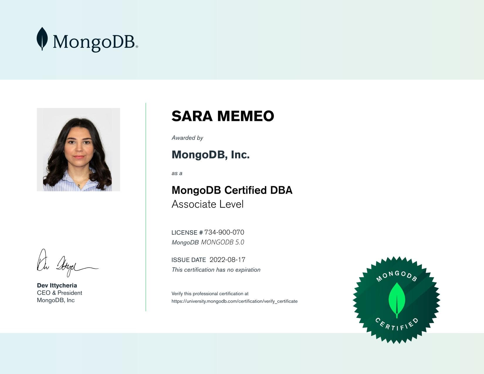 Certificate for 734900070