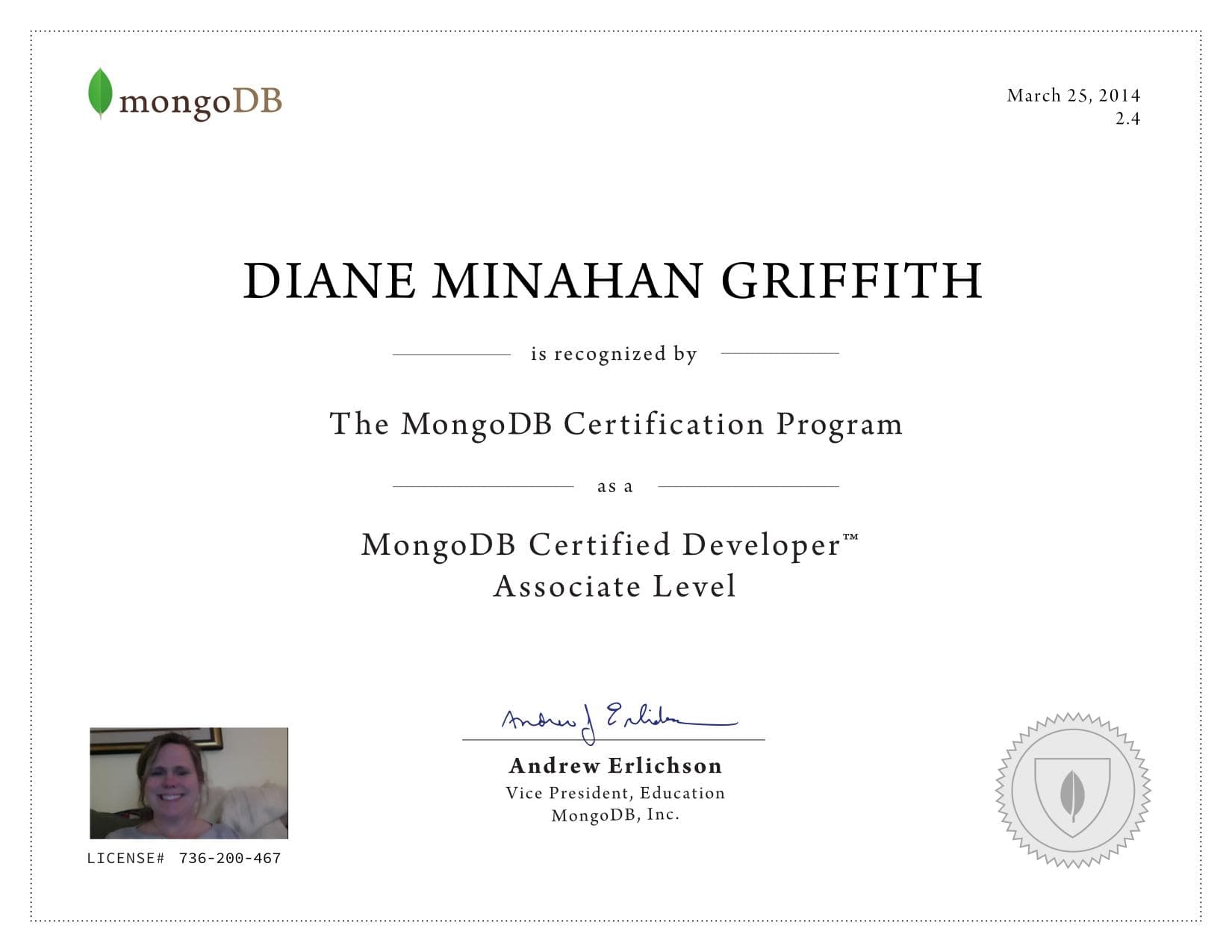 Certificate for 736200467