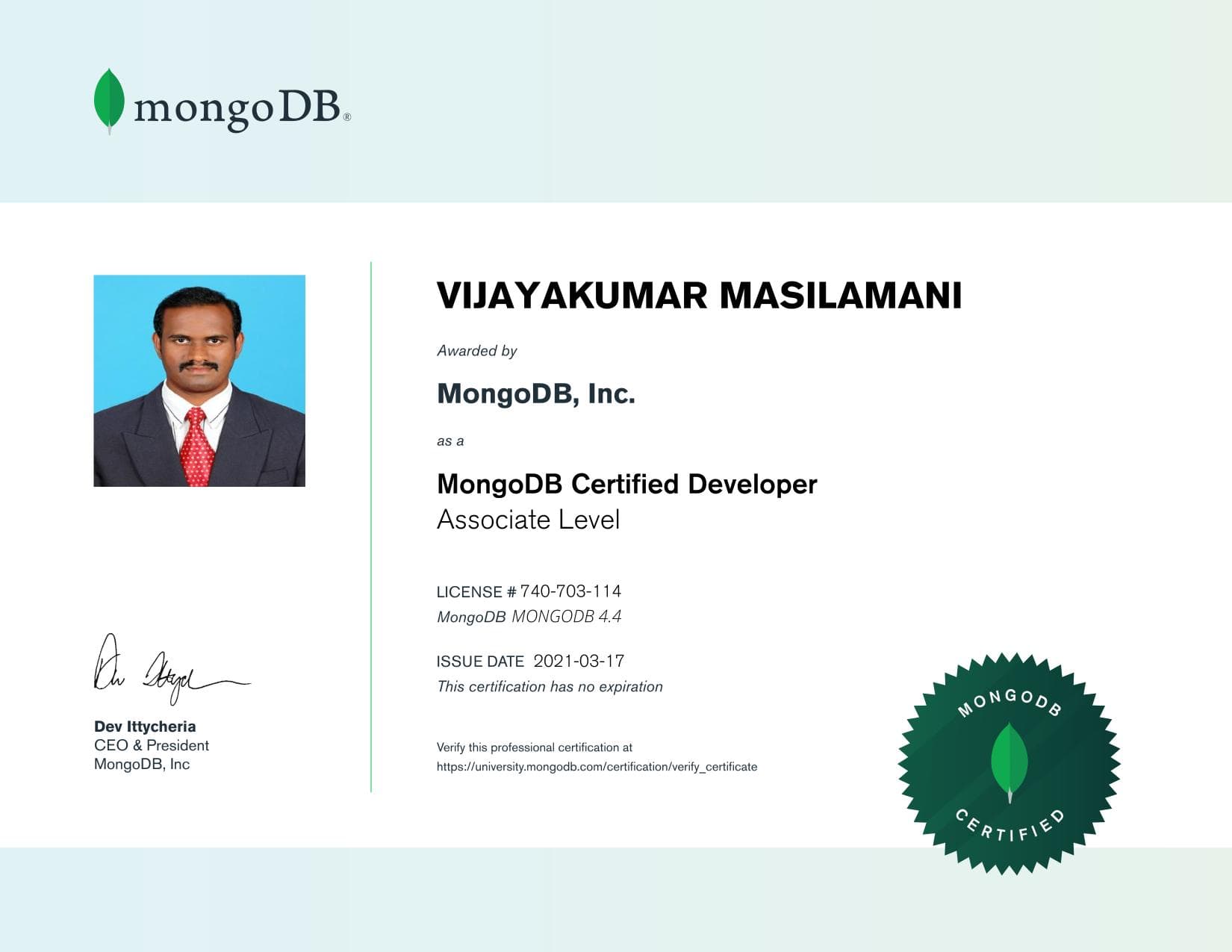 Certificate for 740703114