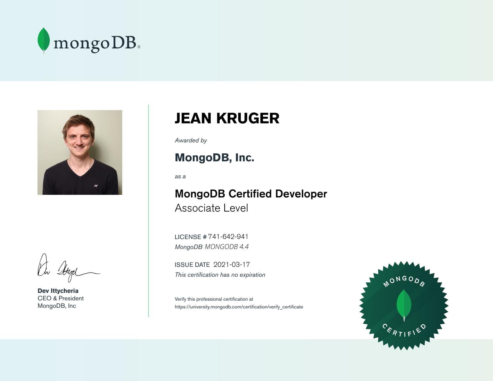 Certificate for 741642941