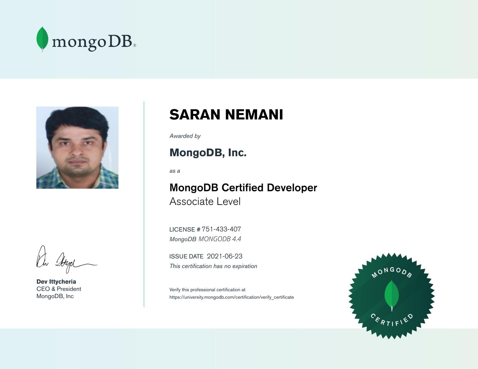 Certificate for 751433407