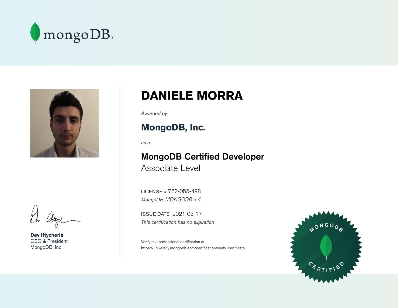Certificate for 752055498