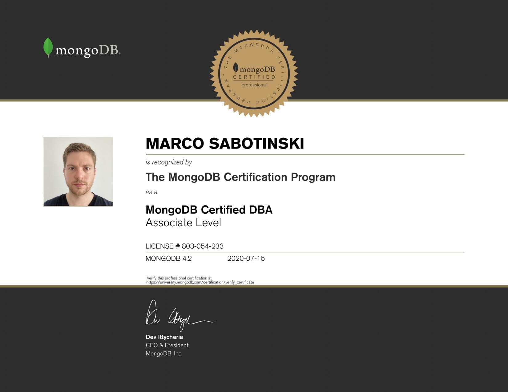 Certificate for 803054233