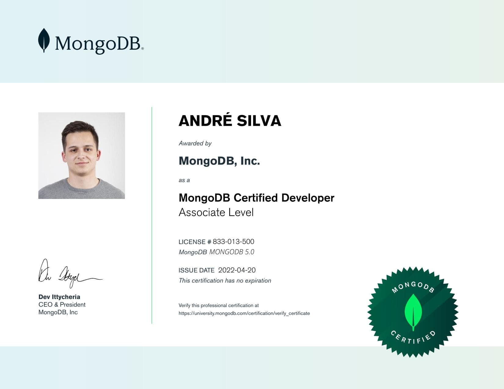Certificate for 833013500