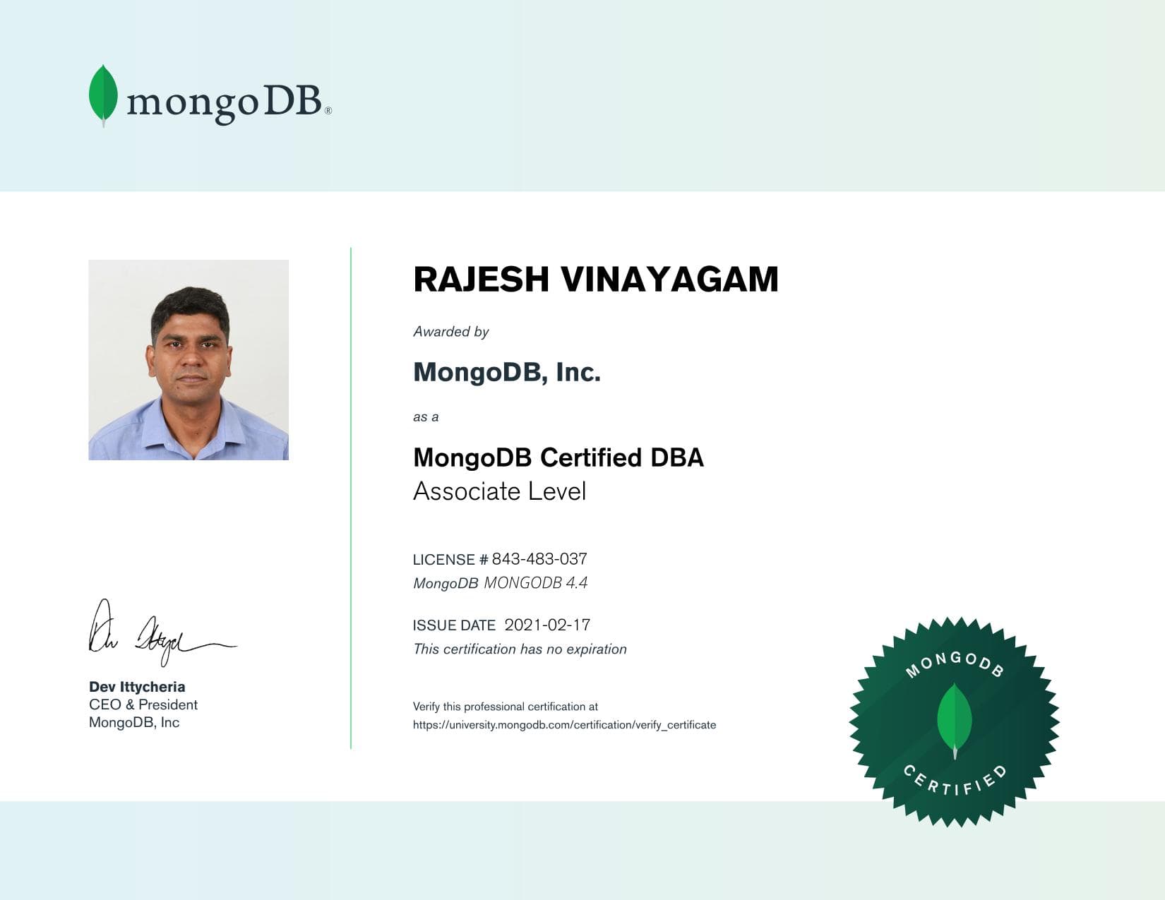 Certificate for 843483037