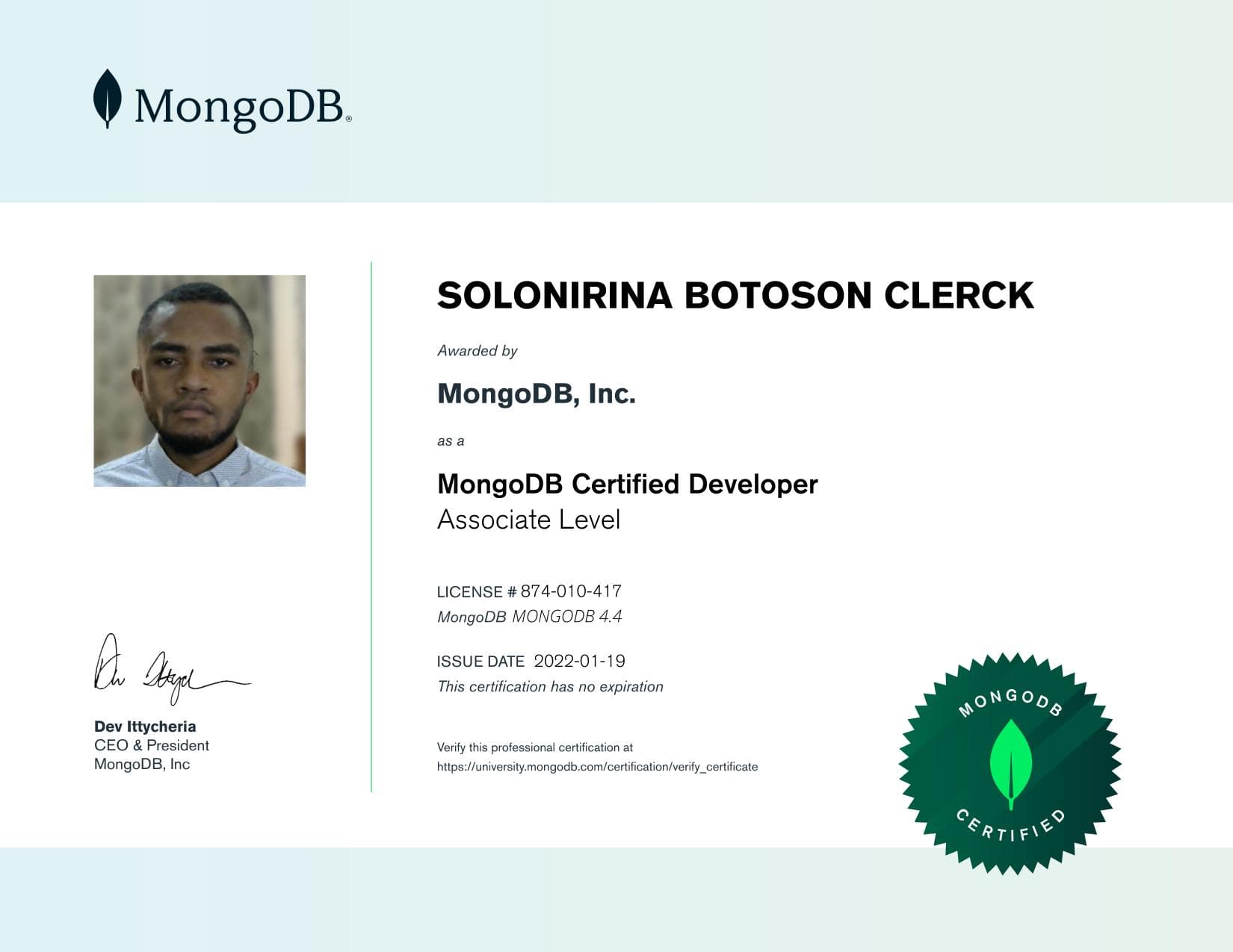 Certificate for 874010417
