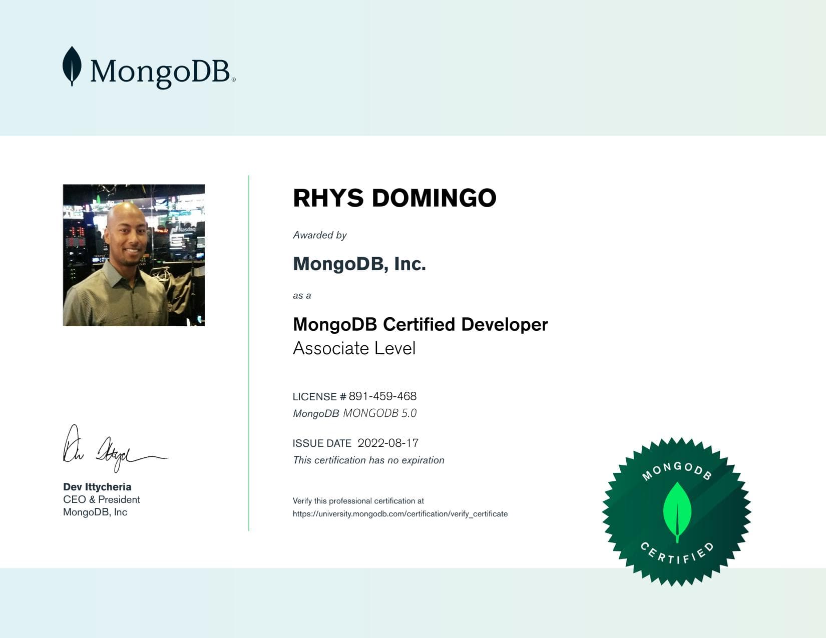 Certificate for 891459468