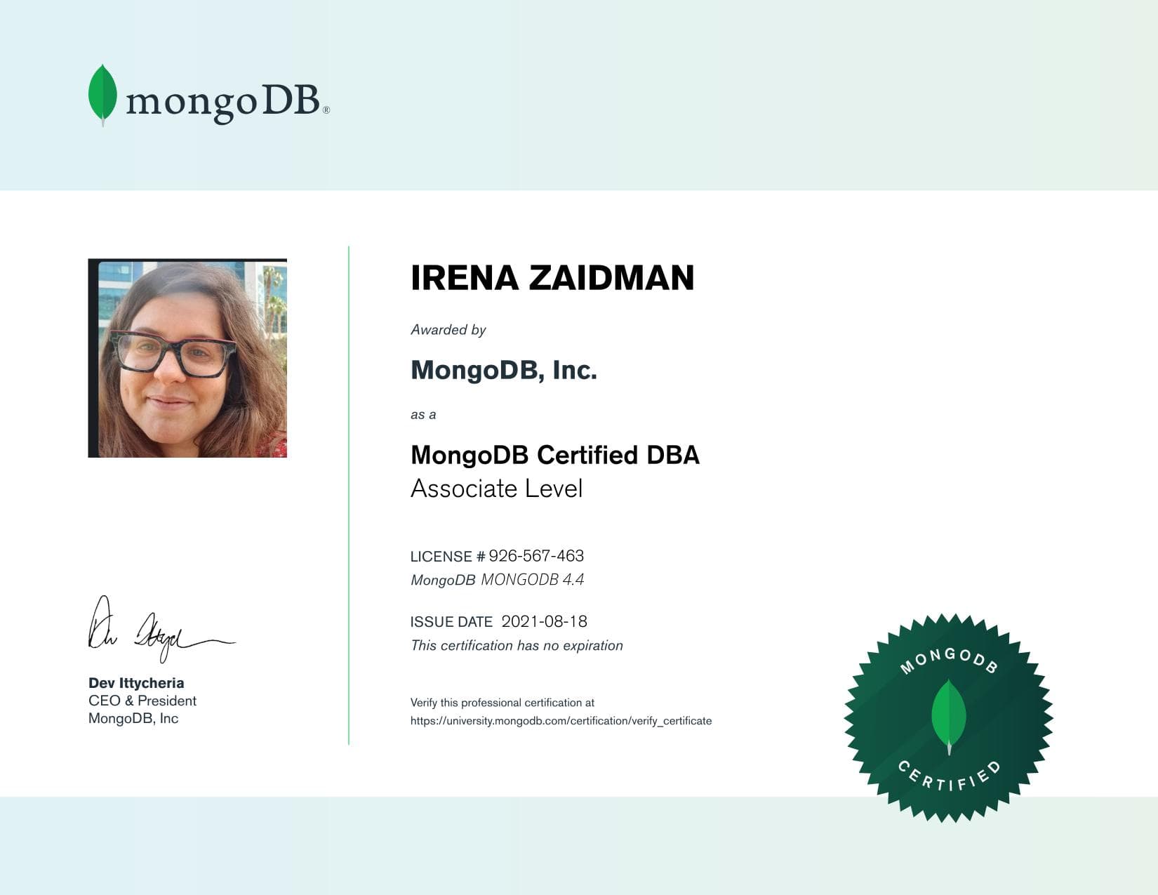 Certificate for 926567463