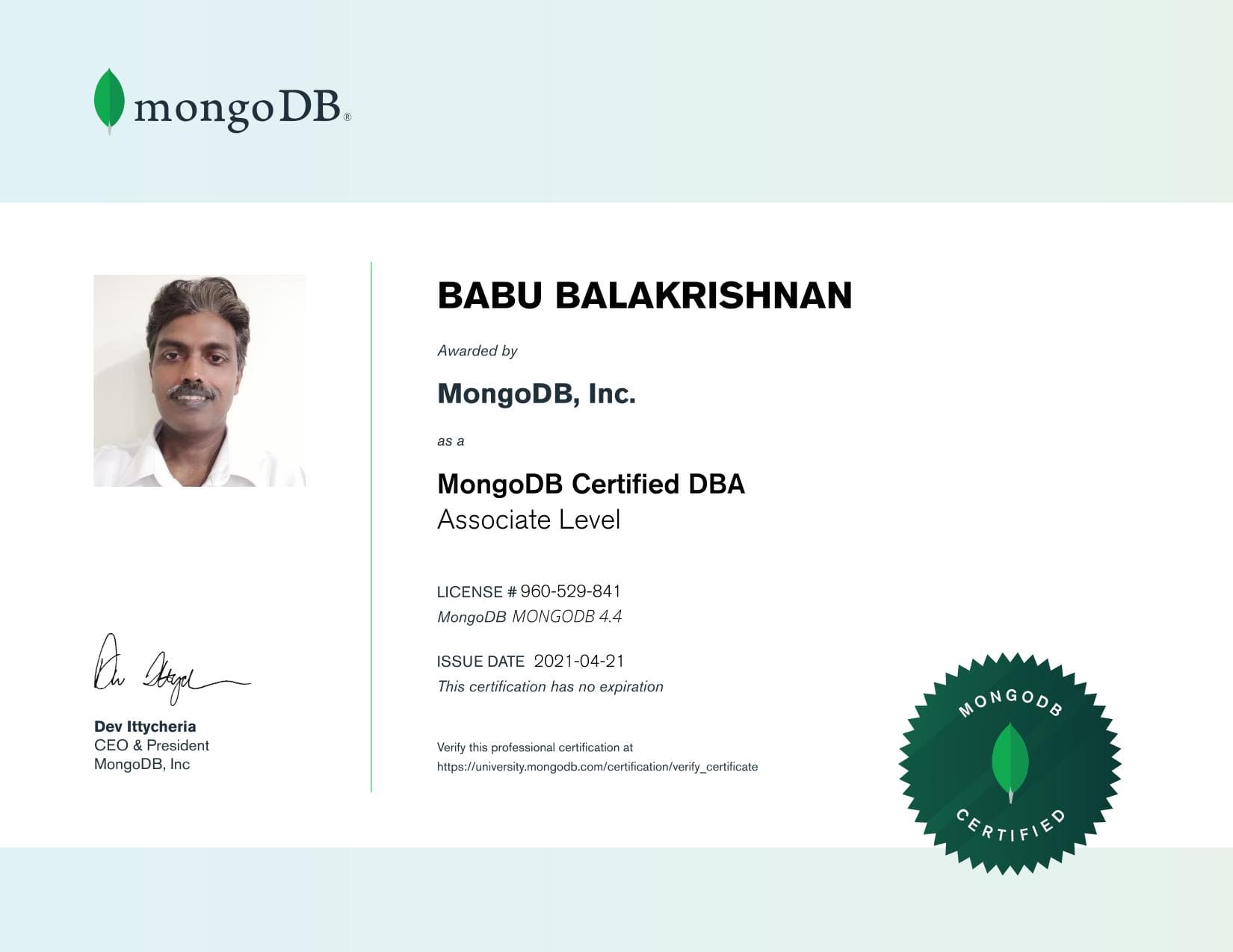 Certificate for 960529841